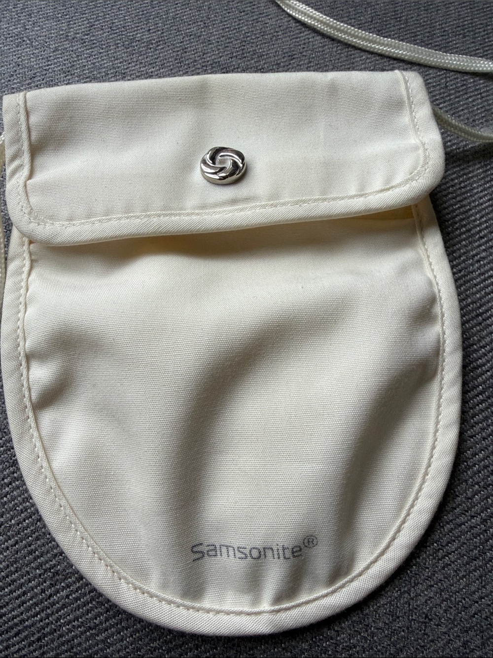 Samsonite Cream Neck Pouch with Snap Flap